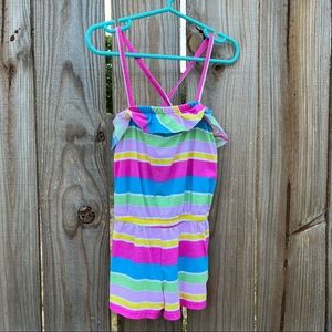 Circo Gil’s 2T Romper Spaghetti straps Pink Blue Yellow Green Purple Stripes
